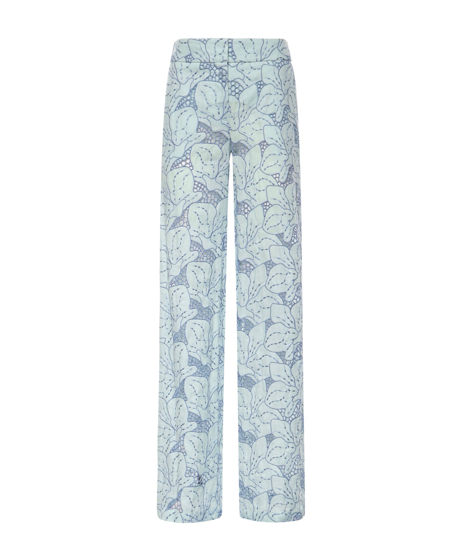 Pantaloni in lino con ricamo orchidea 80AAA177 NR015V67 GENNY 
