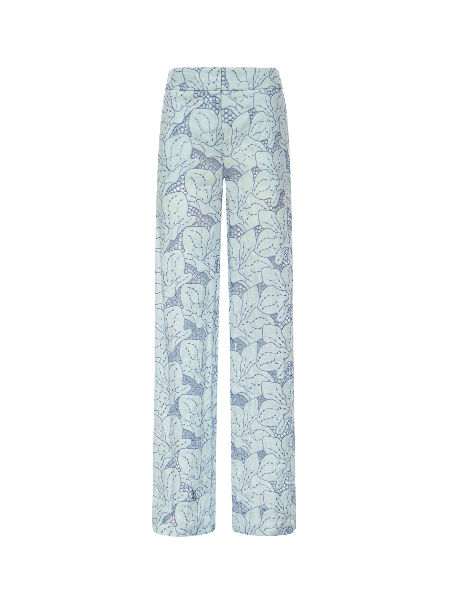 Pantaloni in lino con ricamo orchidea 80AAA177 NR015V67 GENNY 