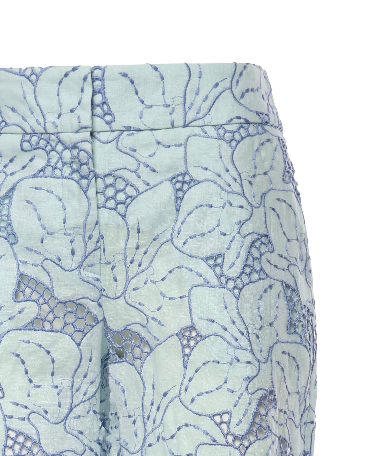 Pantaloni in lino con ricamo orchidea 80AAA177 NR015V67 GENNY 
