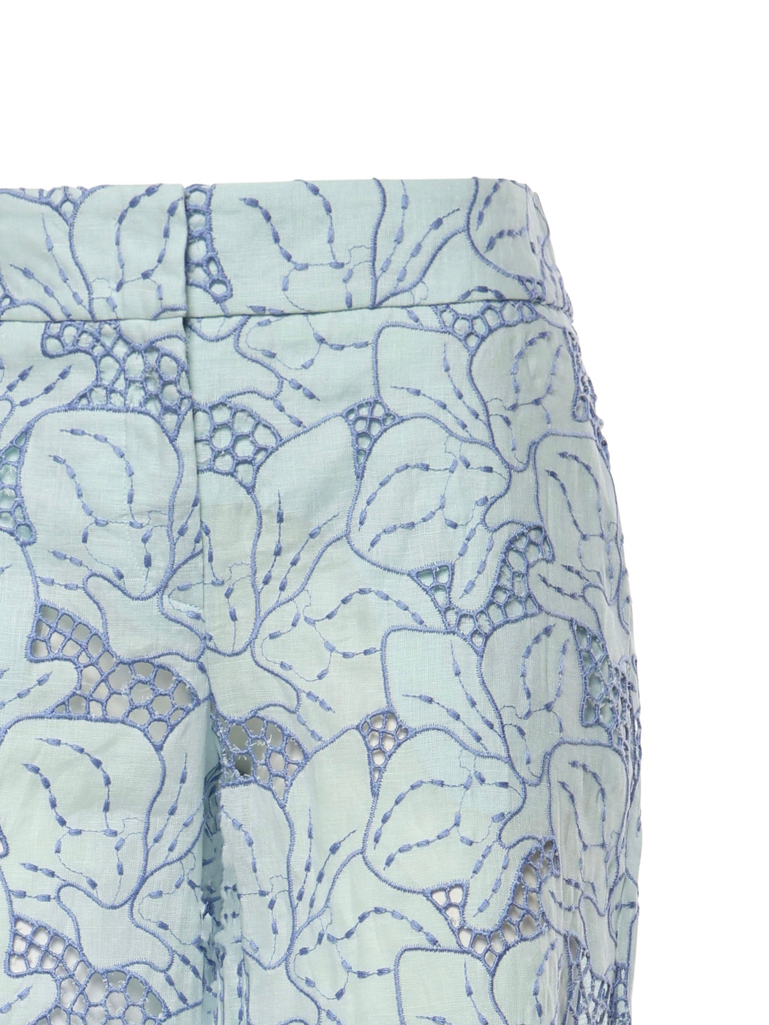 Pantaloni in lino con ricamo orchidea 80AAA177 NR015V67 GENNY 