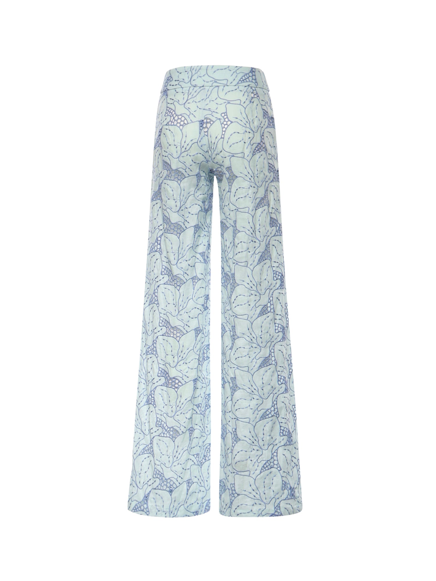 Pantaloni in lino con ricamo orchidea 80AAA177 NR015V67 GENNY 
