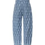 Jeans balloon in jacquard nappine<BR/> 80AAB108 DT091904 GENNY 