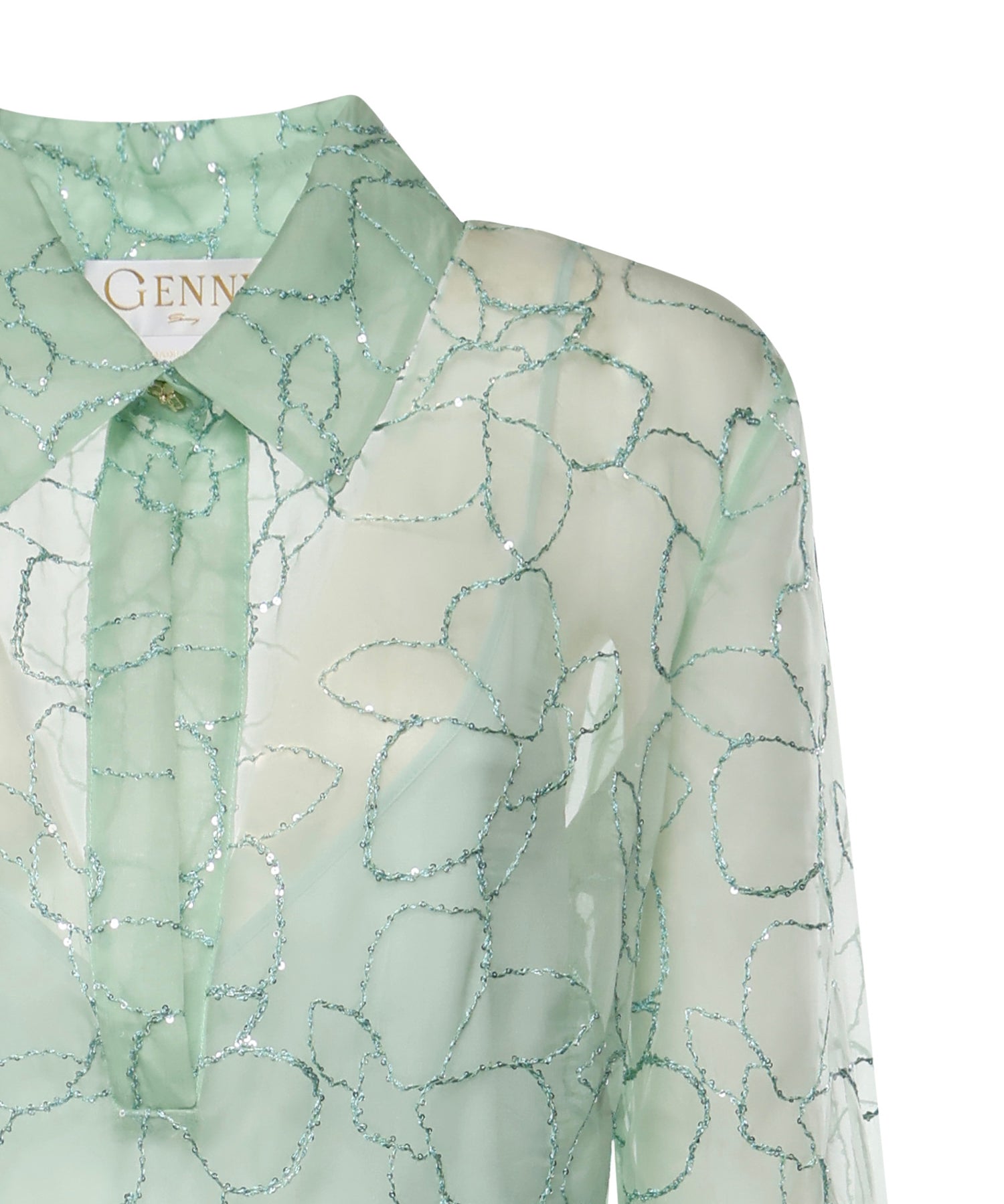 Abito in organza seta con ricamo orchidee 80AAO42F NR018197 GENNY 