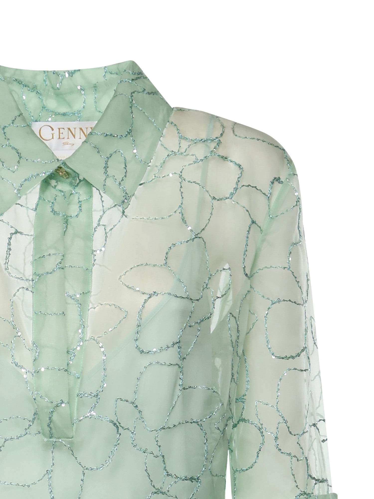 Abito in organza seta con ricamo orchidee 80AAO42F NR018197 GENNY 