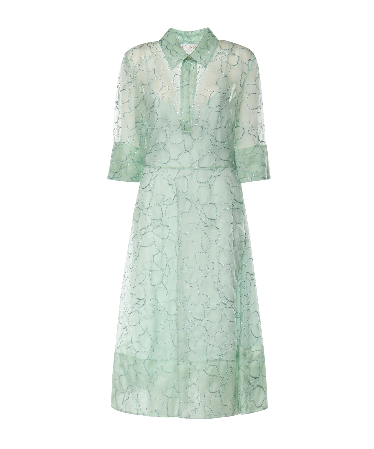 Abito in organza seta con ricamo orchidee 80AAO42F NR018197 GENNY 