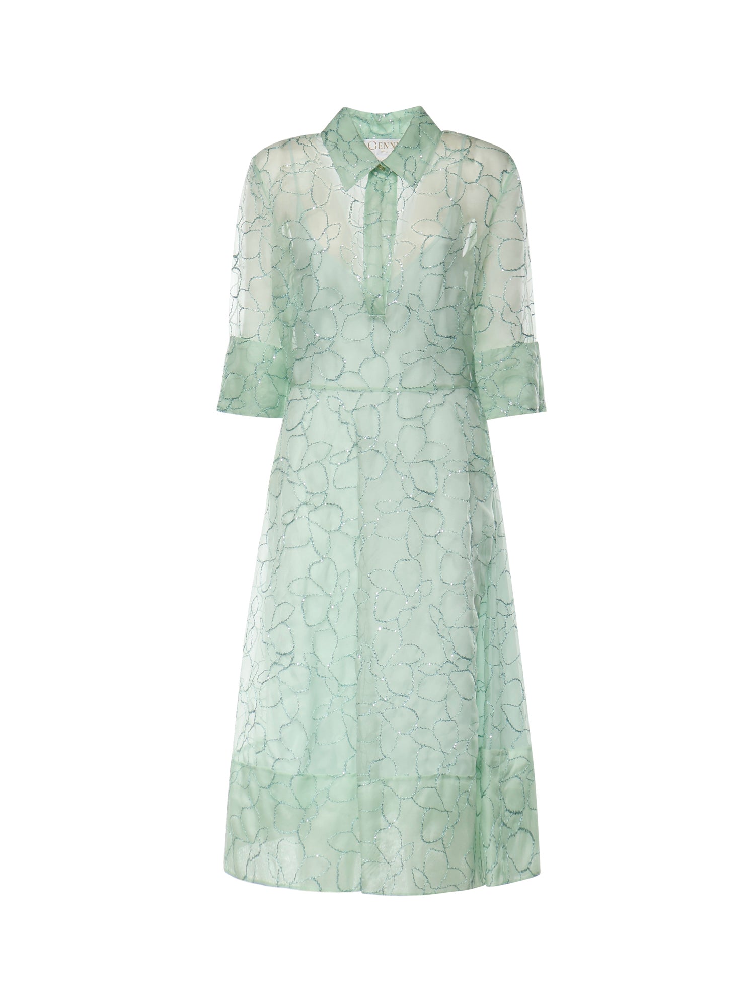Abito in organza seta con ricamo orchidee 80AAO42F NR018197 GENNY 