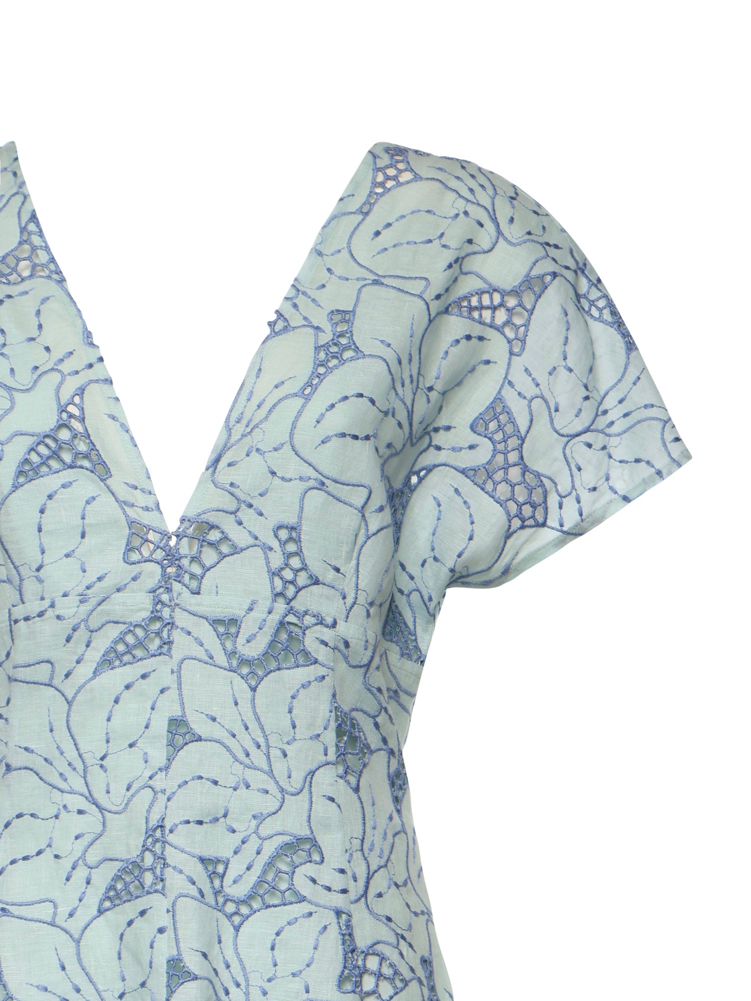 Abito in lino con ricamo orchidea 80AAO438 NR015V67 GENNY 