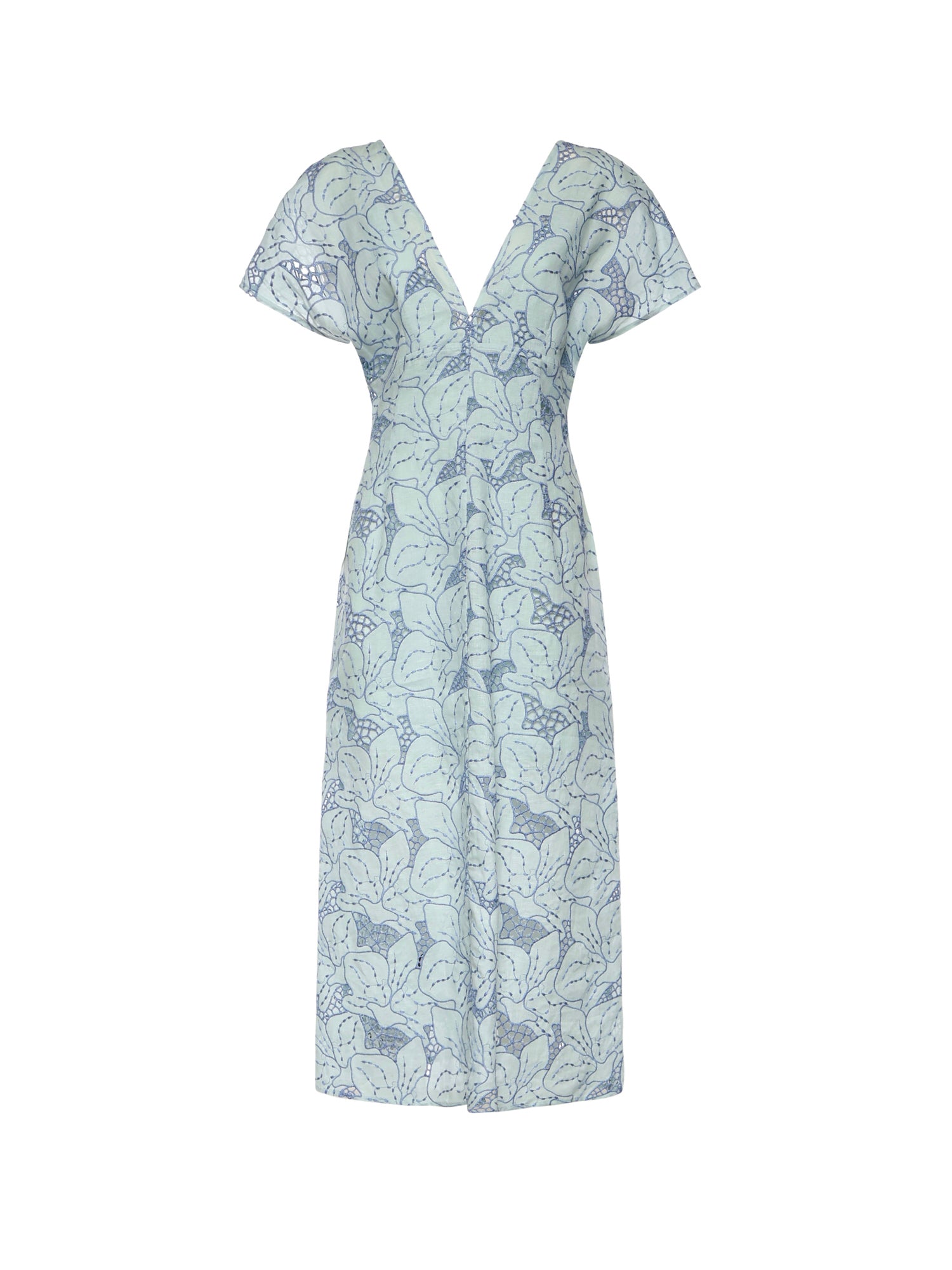 Abito in lino con ricamo orchidea 80AAO438 NR015V67 GENNY 