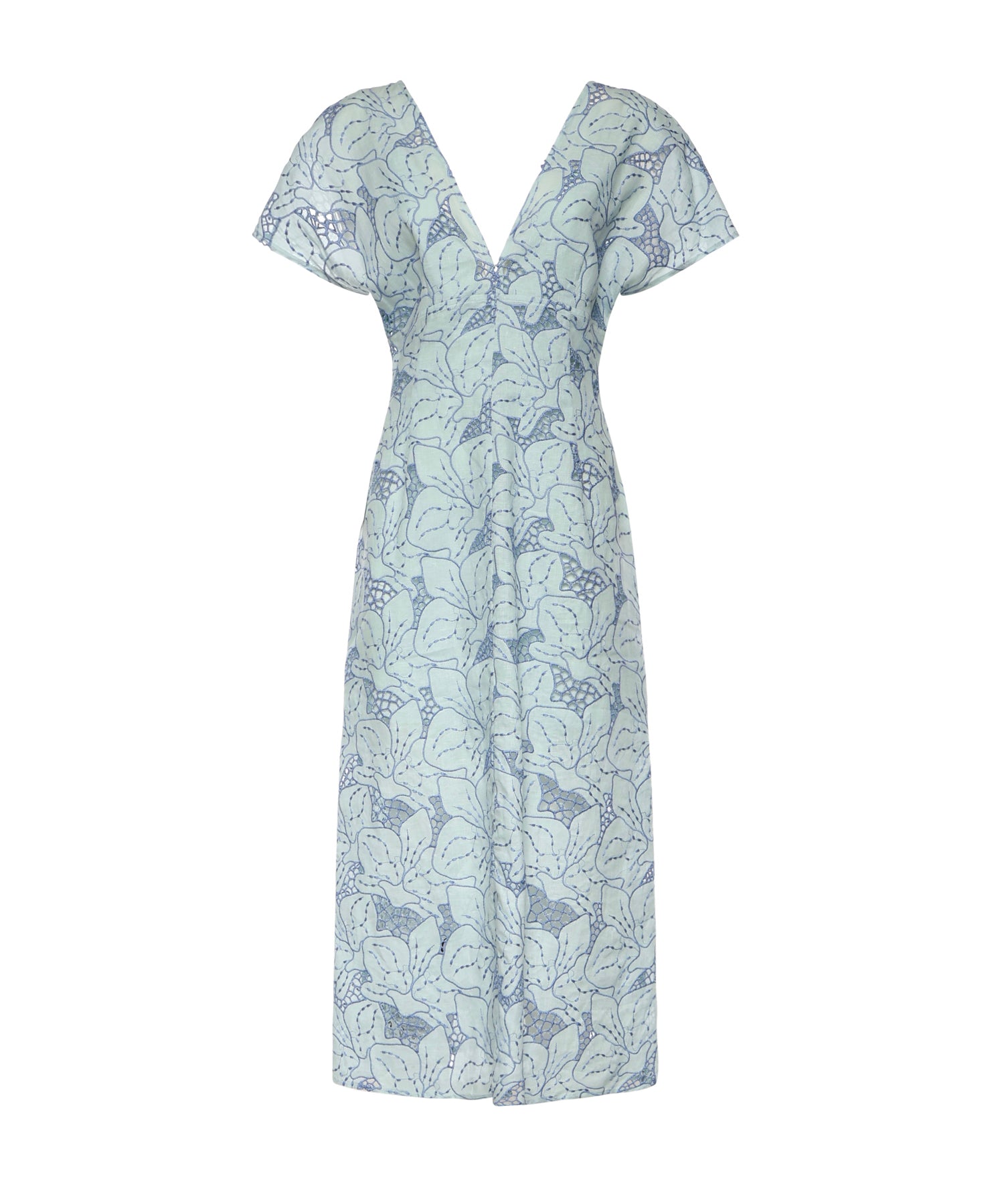 Abito in lino con ricamo orchidea 80AAO438 NR015V67 GENNY 