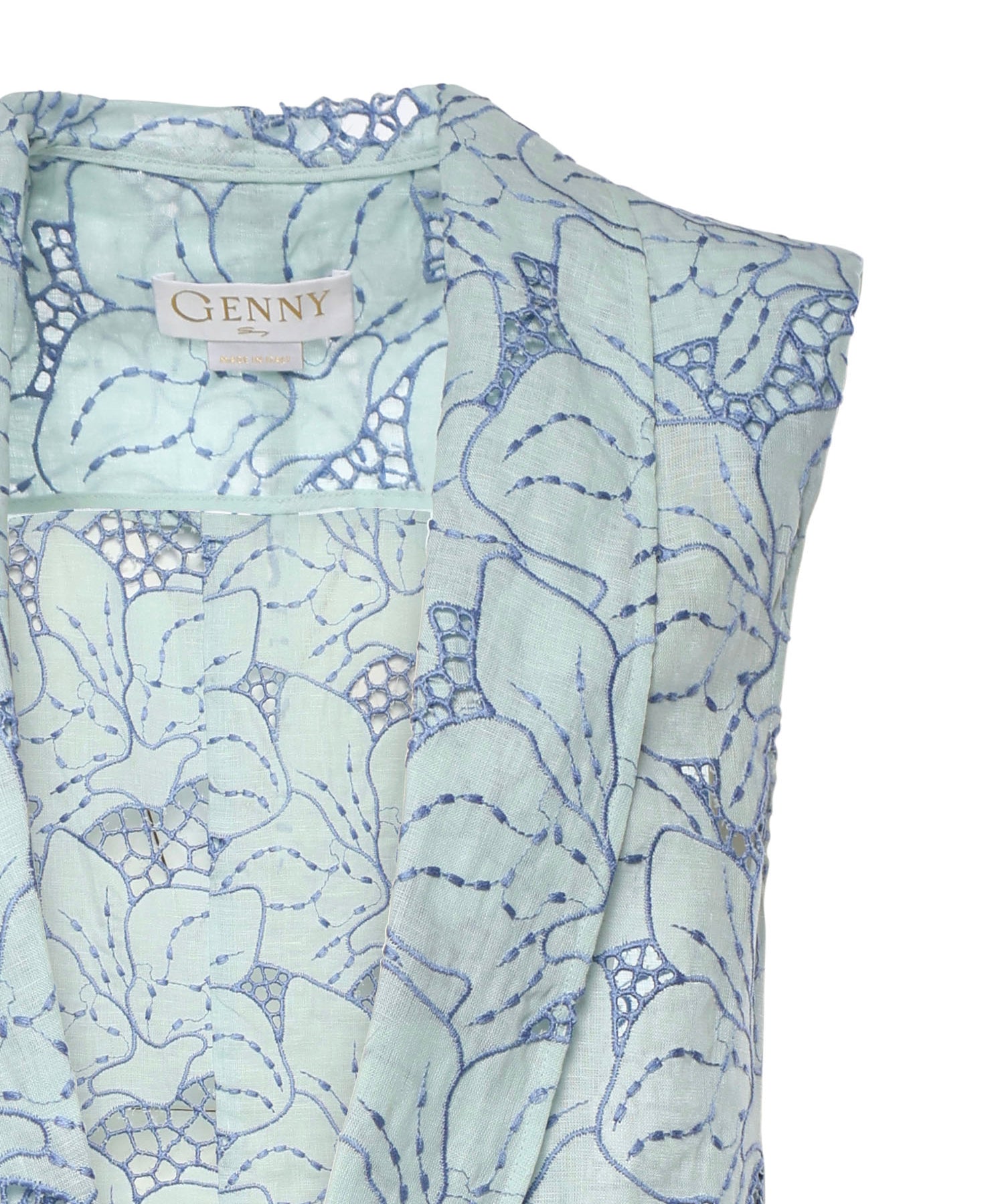 Gilet in lino con ricamo orchidea 80AAP544 NR015V67 GENNY 