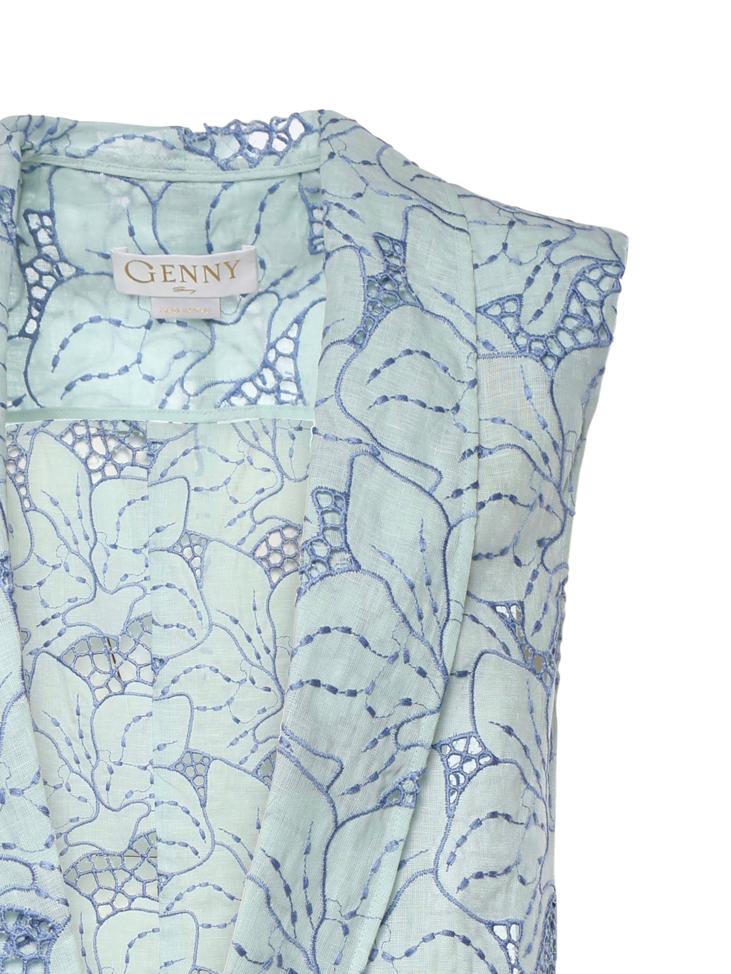 Gilet in lino con ricamo orchidea 80AAP544 NR015V67 GENNY 