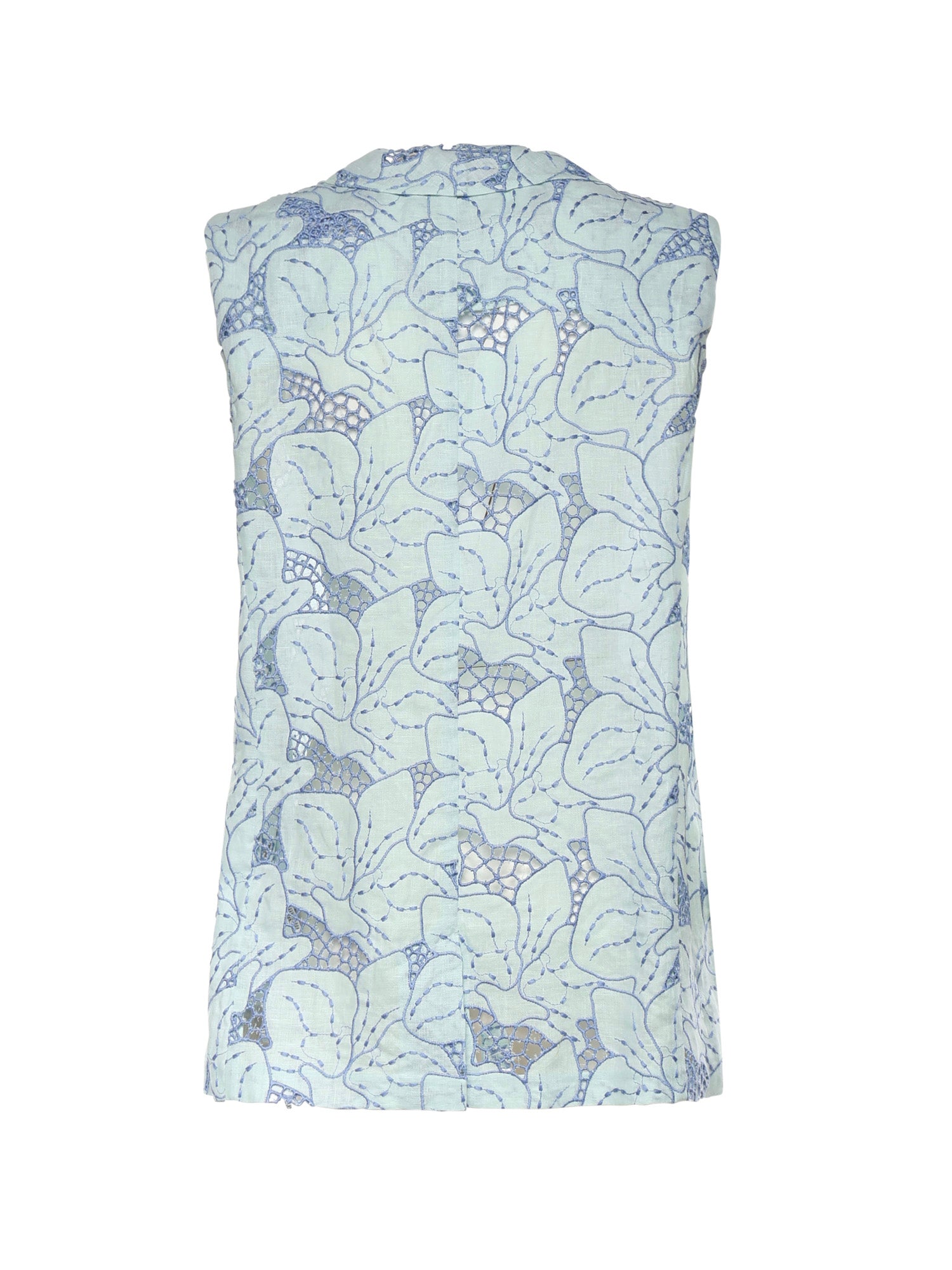 Gilet in lino con ricamo orchidea 80AAP544 NR015V67 GENNY 