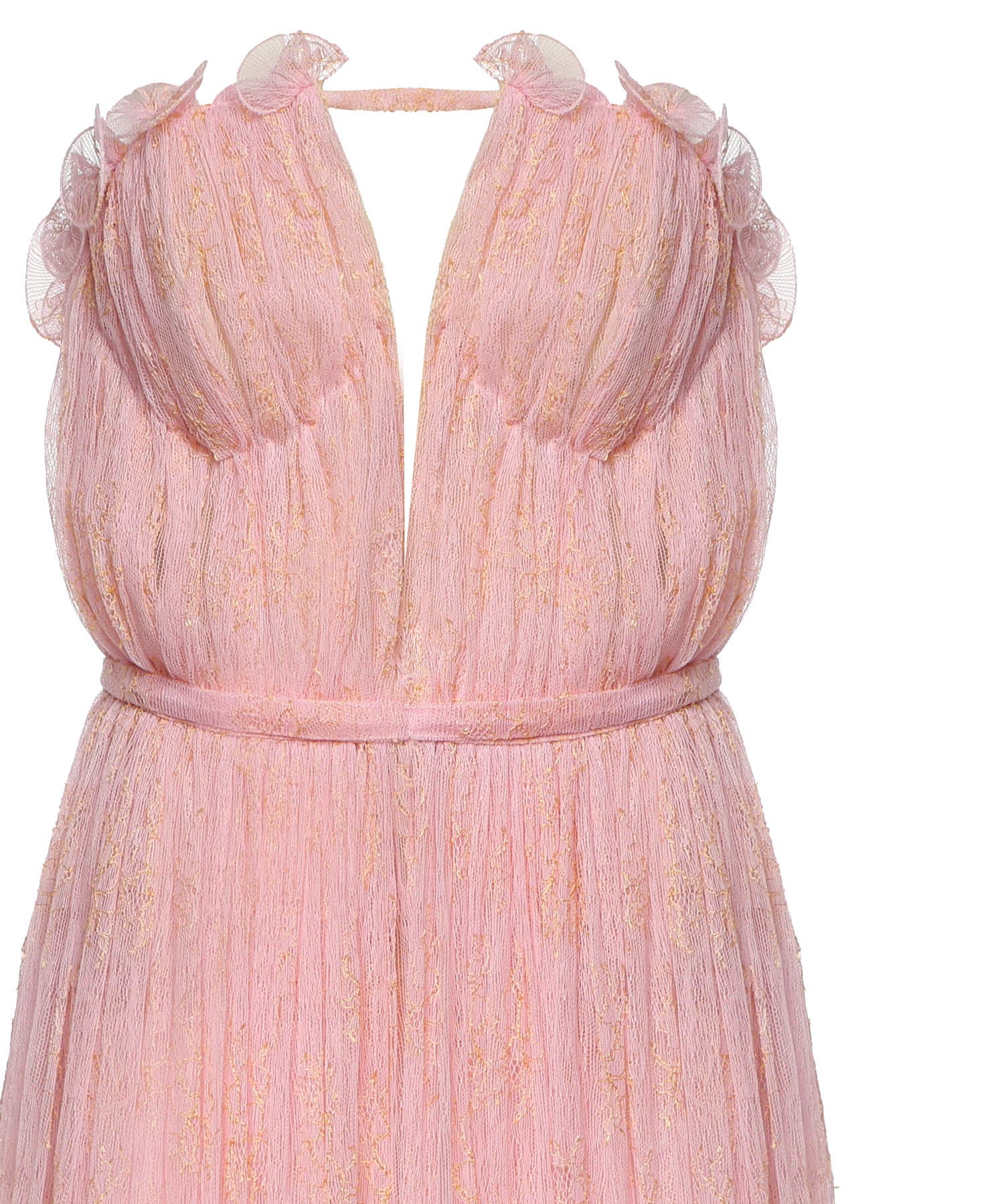 Abito in pizzo con ruches sullo scollo 80AJO490 N0789495 GENNY 