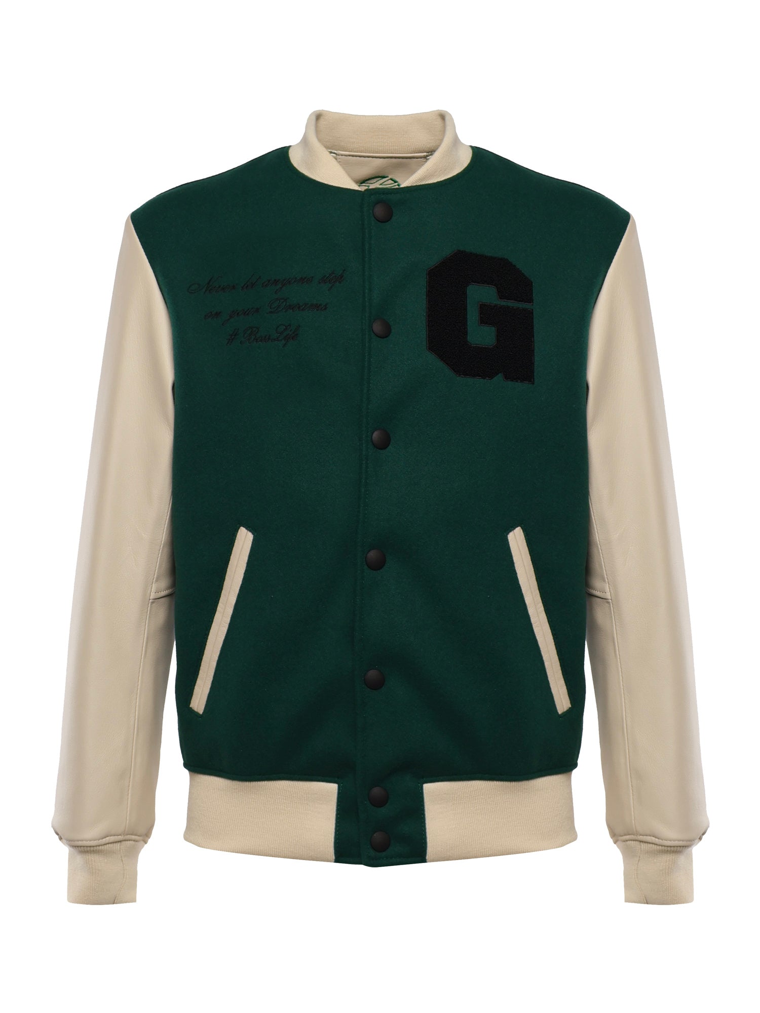 Bomber Varsity in nappa e tessuto VARSITY NAPPAVERDE GIULIANO GALIANO 