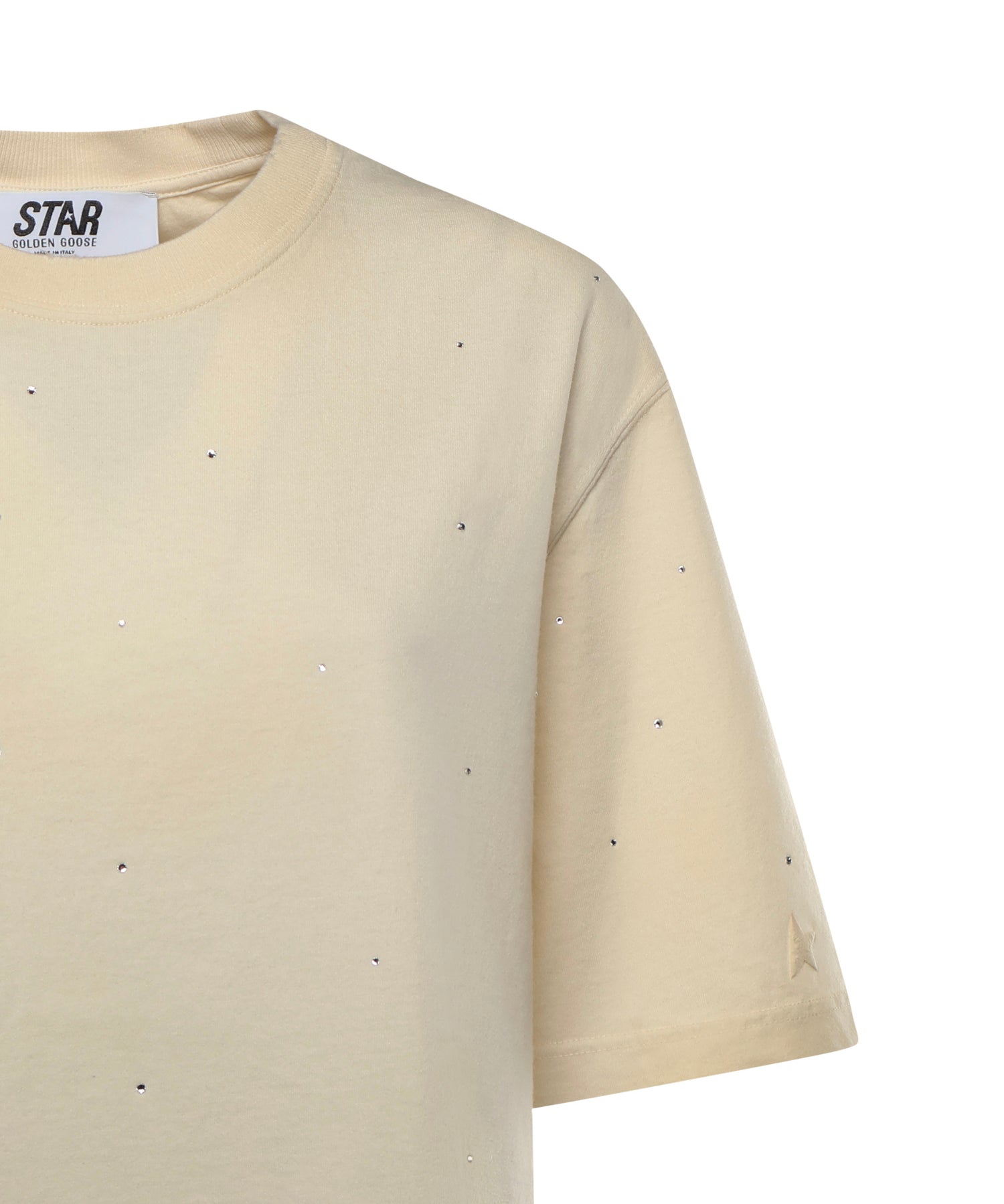 T-shirt Star in cotone con cristalli GUP01873 P00242111616 GOLDEN GOOSE 