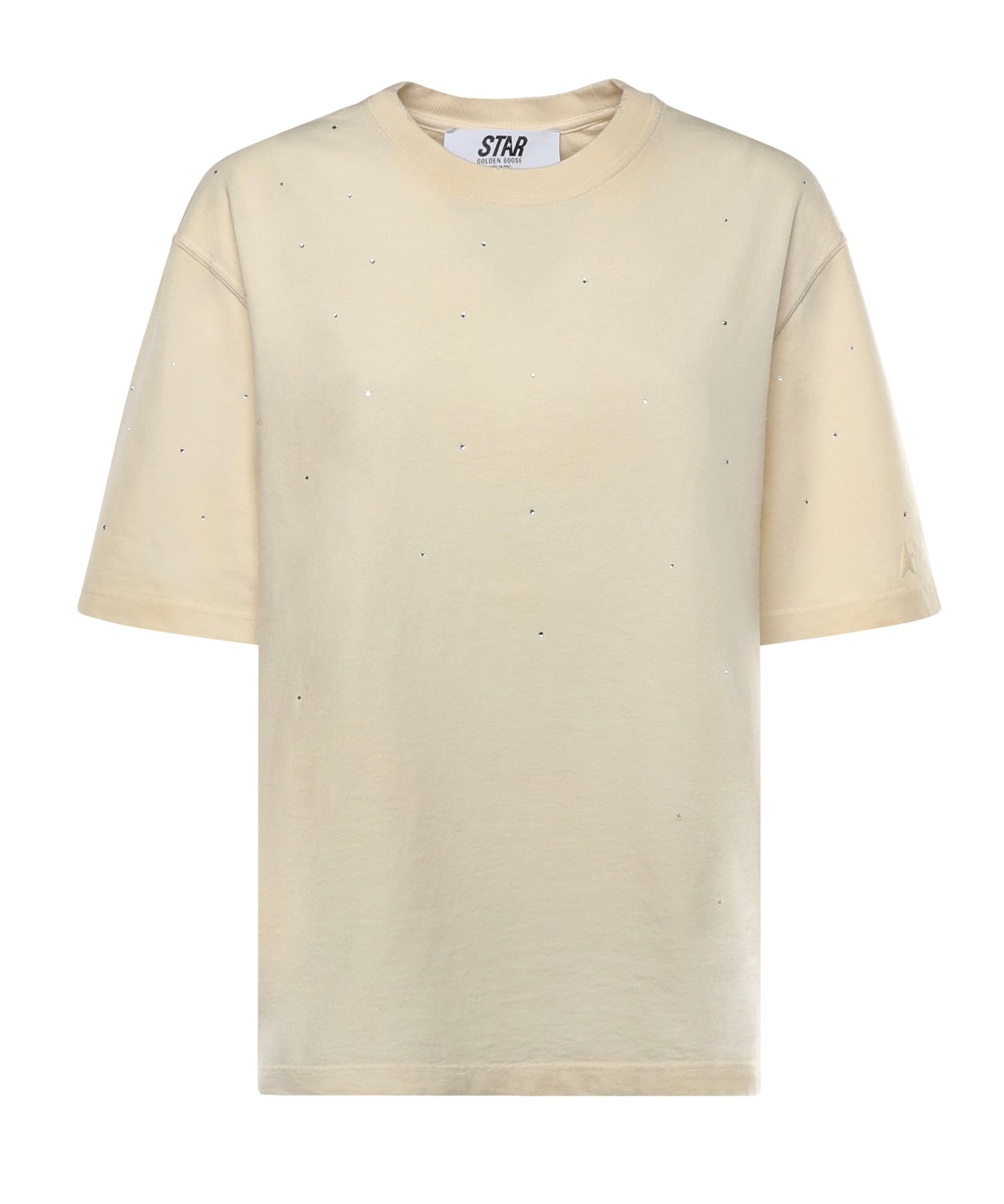 T-shirt Star in cotone con cristalli GUP01873 P00242111616 GOLDEN GOOSE 
