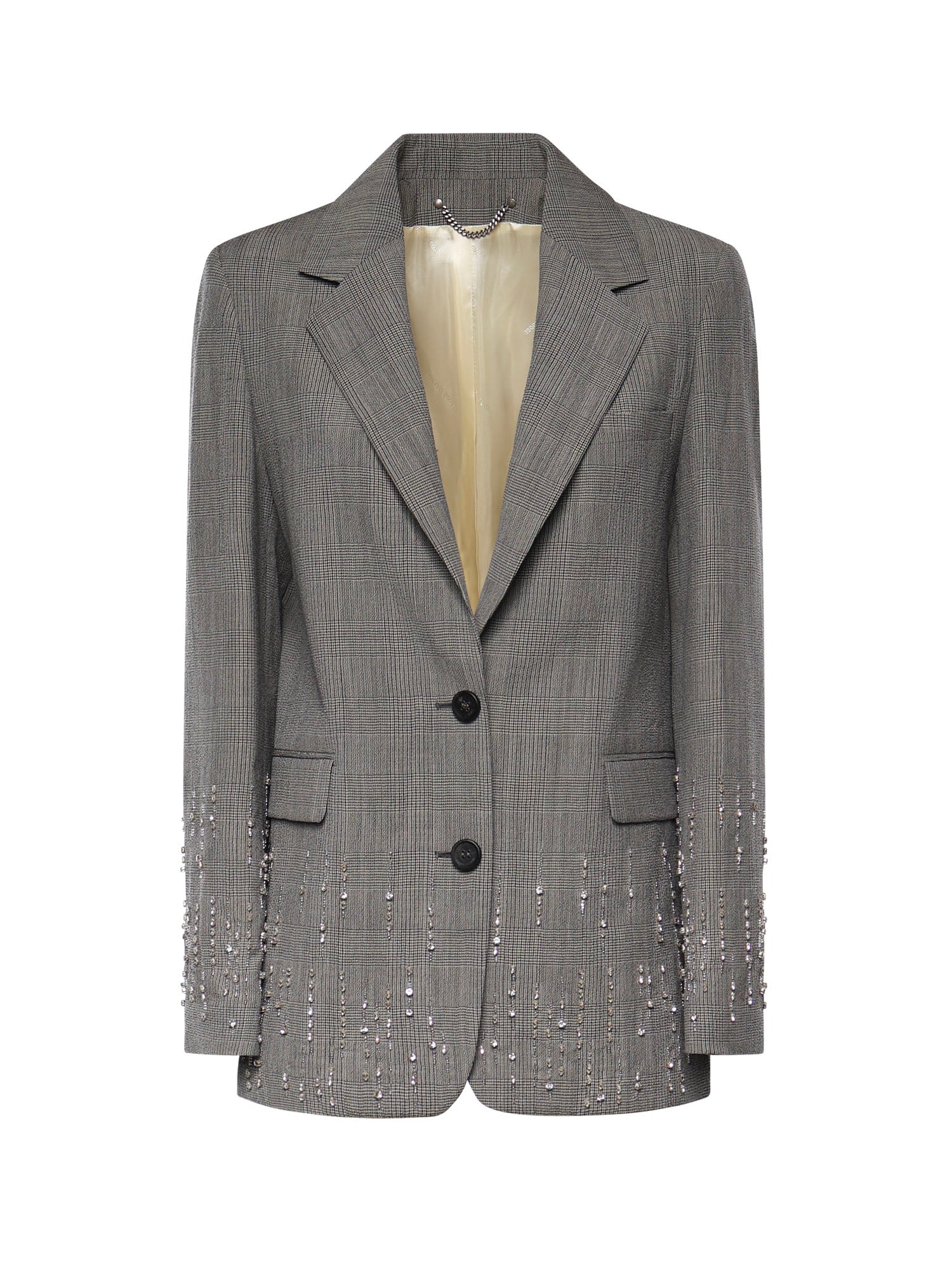 Giacca in principe di Galles con cristalli GWP02069 P00231760567 GOLDEN GOOSE 