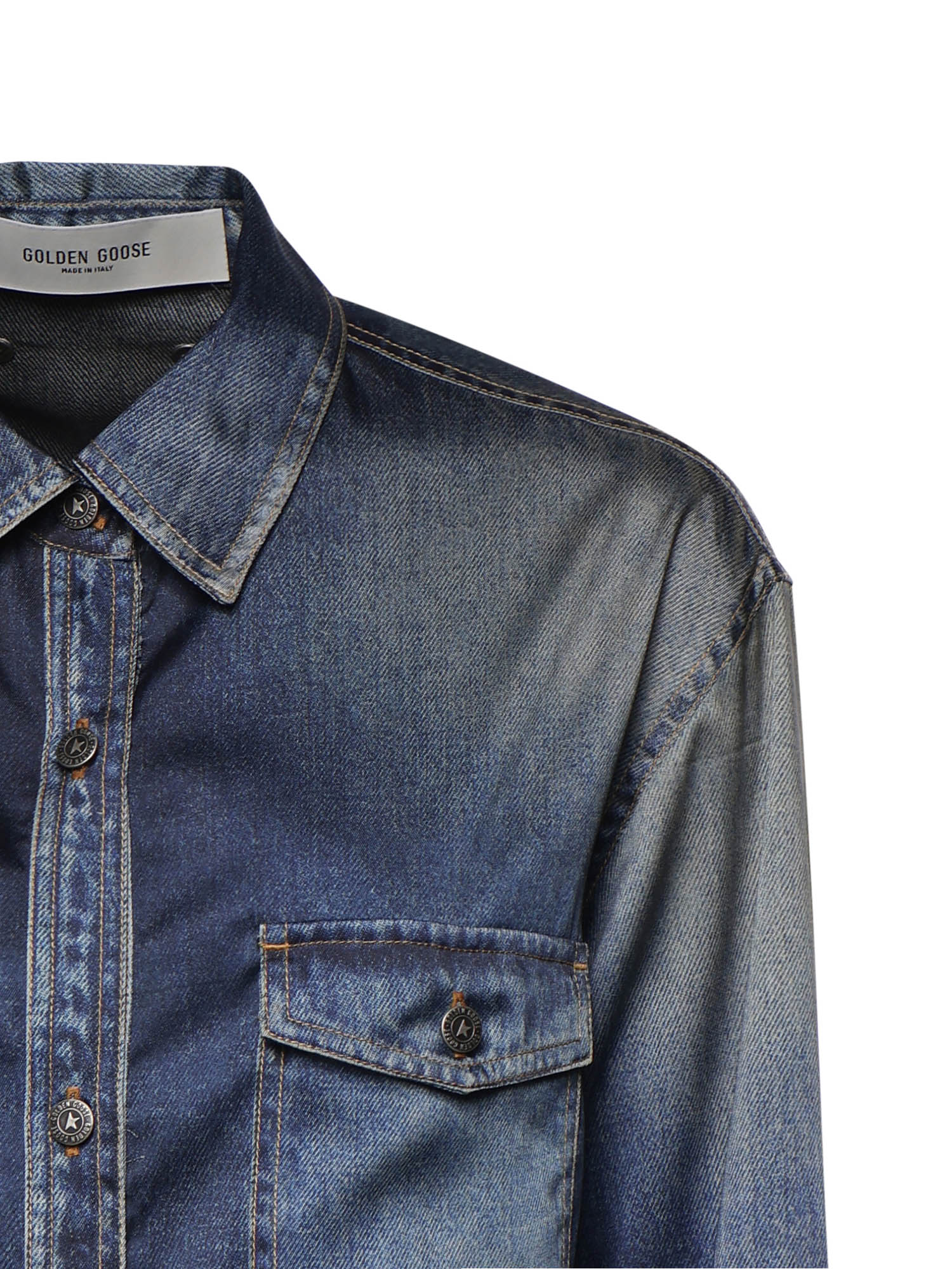 Camicia effetto denim lived-in GWP02525 P00240650100 GOLDEN GOOSE 
