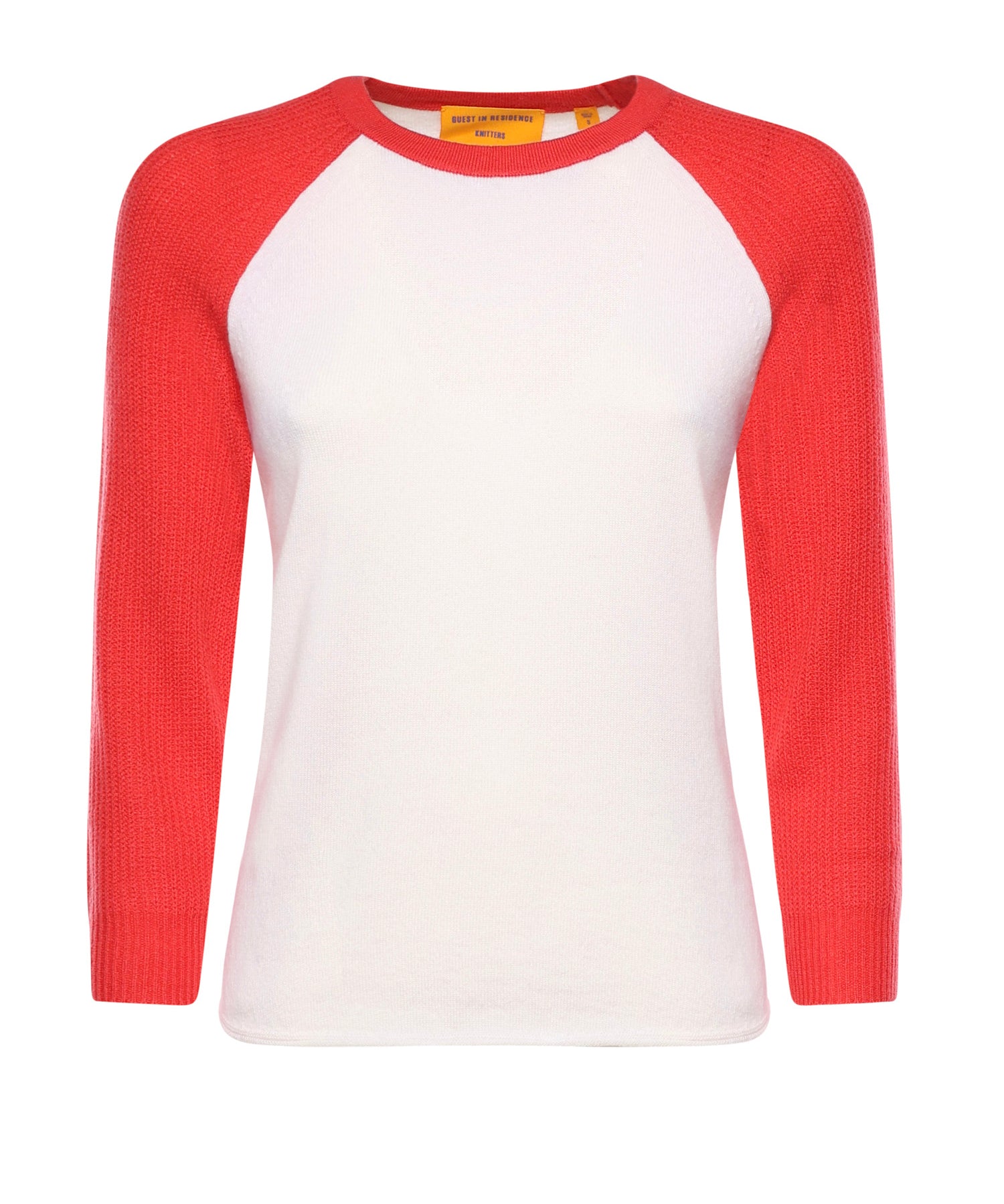 Baseball tee in cashmere W40610JL CREAM/SCARLET GUEST IN RESIDENCE 