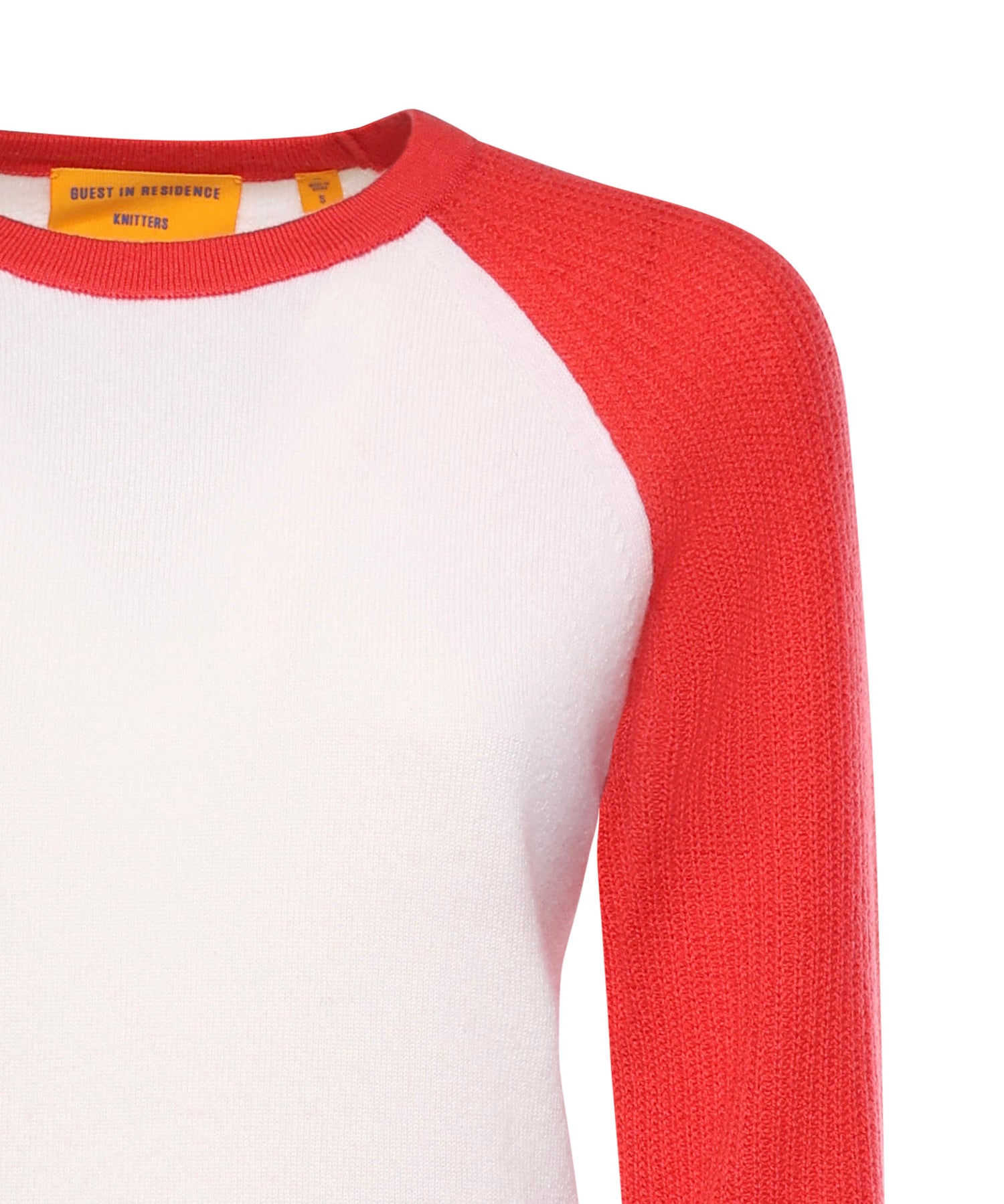 Baseball tee in cashmere W40610JL CREAM/SCARLET GUEST IN RESIDENCE 