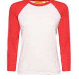 Baseball tee in cashmere W40610JL CREAM/SCARLET GUEST IN RESIDENCE 