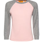 Baseball tee in cashmere W40610JL POWDER PINK/HEATHER GREY GUEST IN RESIDENCE 