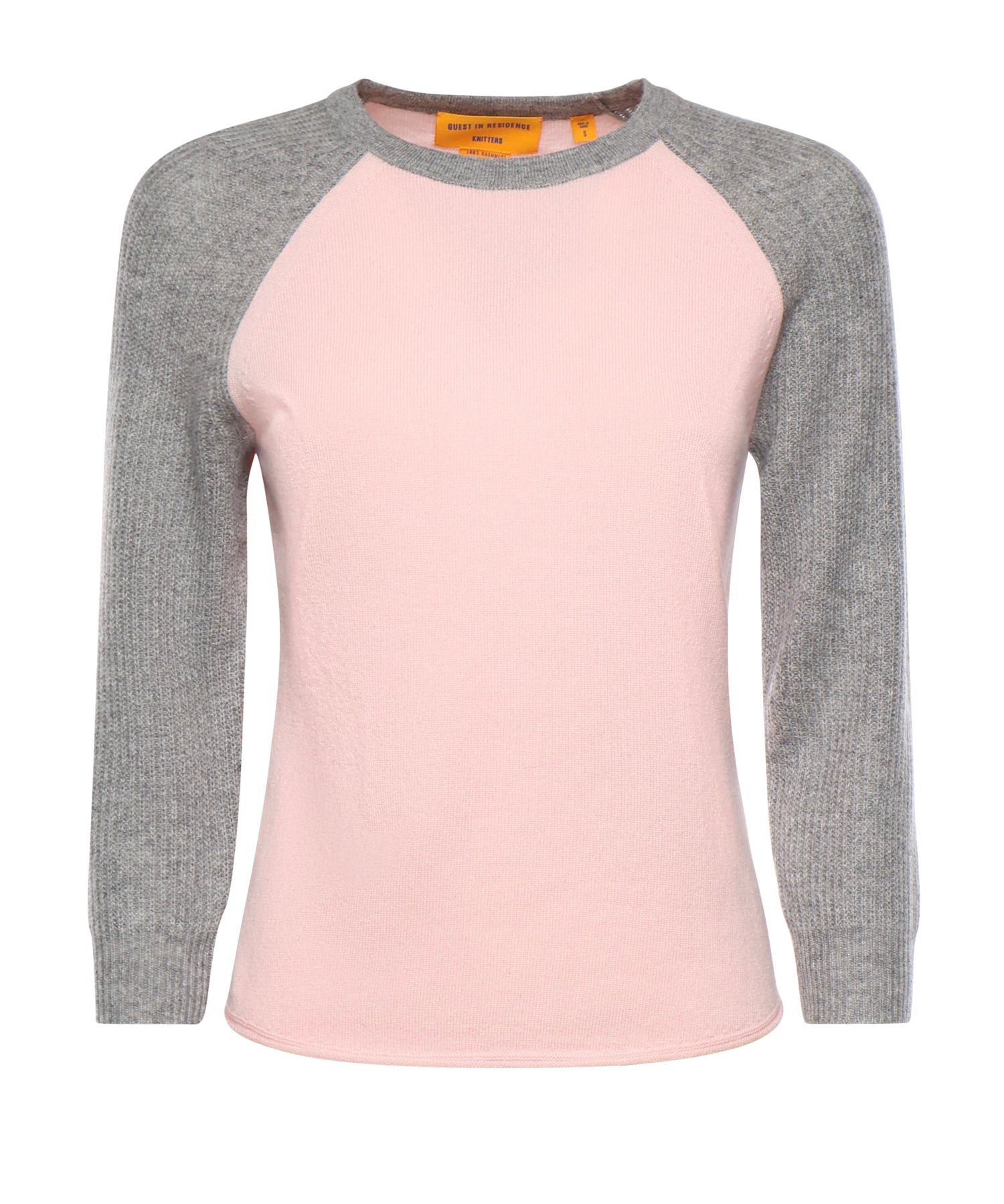 Baseball tee in cashmere W40610JL POWDER PINK/HEATHER GREY GUEST IN RESIDENCE 