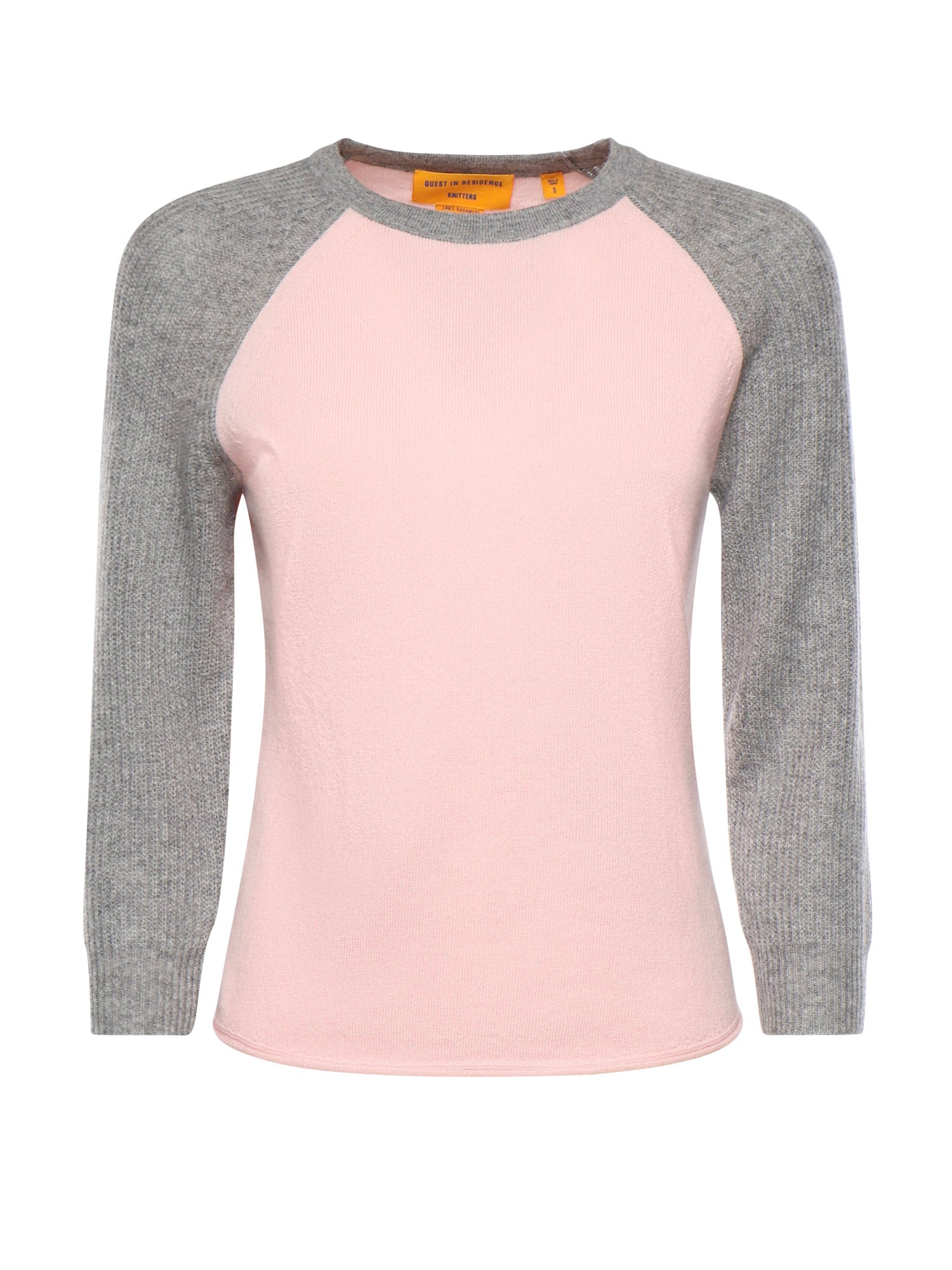 Baseball tee in cashmere W40610JL POWDER PINK/HEATHER GREY GUEST IN RESIDENCE 