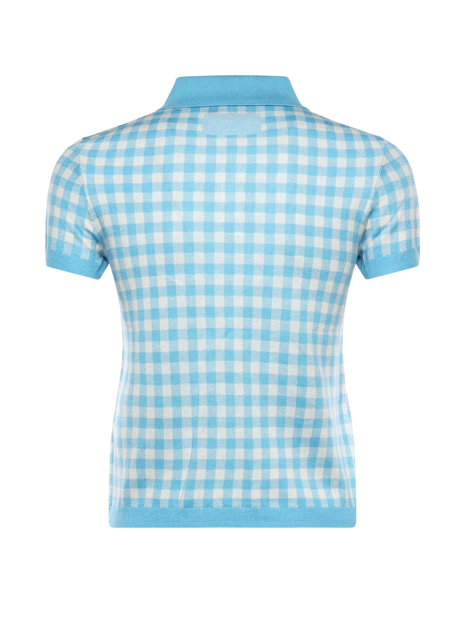 Polo check in misto lino e seta W42422AF SWIMMING POOL/CREAM GUEST IN RESIDENCE 