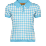 Polo check in misto lino e seta W42422AF SWIMMING POOL/CREAM GUEST IN RESIDENCE 