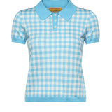 Polo check in misto lino e seta W42422AF SWIMMING POOL/CREAM GUEST IN RESIDENCE 