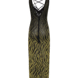 Abito lungo con stampa animalier VSKD13243  INSPIRED BY AKEP 