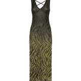 Abito lungo con stampa animalier VSKD13243  INSPIRED BY AKEP 