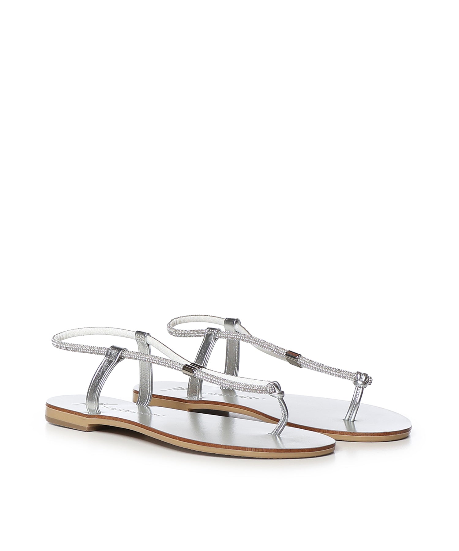 Sandali in pelle con cristalli 53TCM SILVER LAS MEDITERRANEAS 