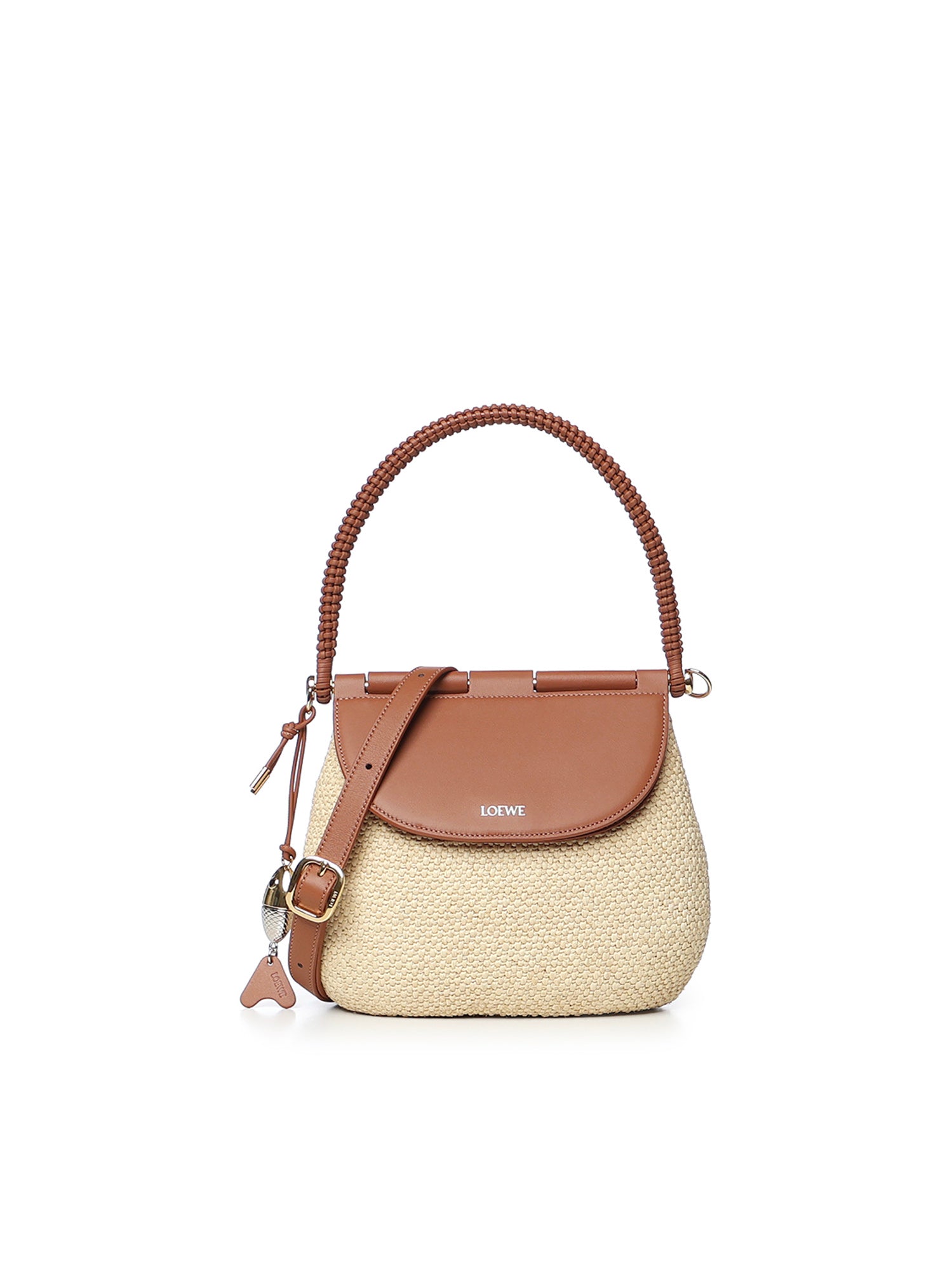 Borsa Pescador media in rafia e pelle AFSHFSHX02 2435 LOEWE 