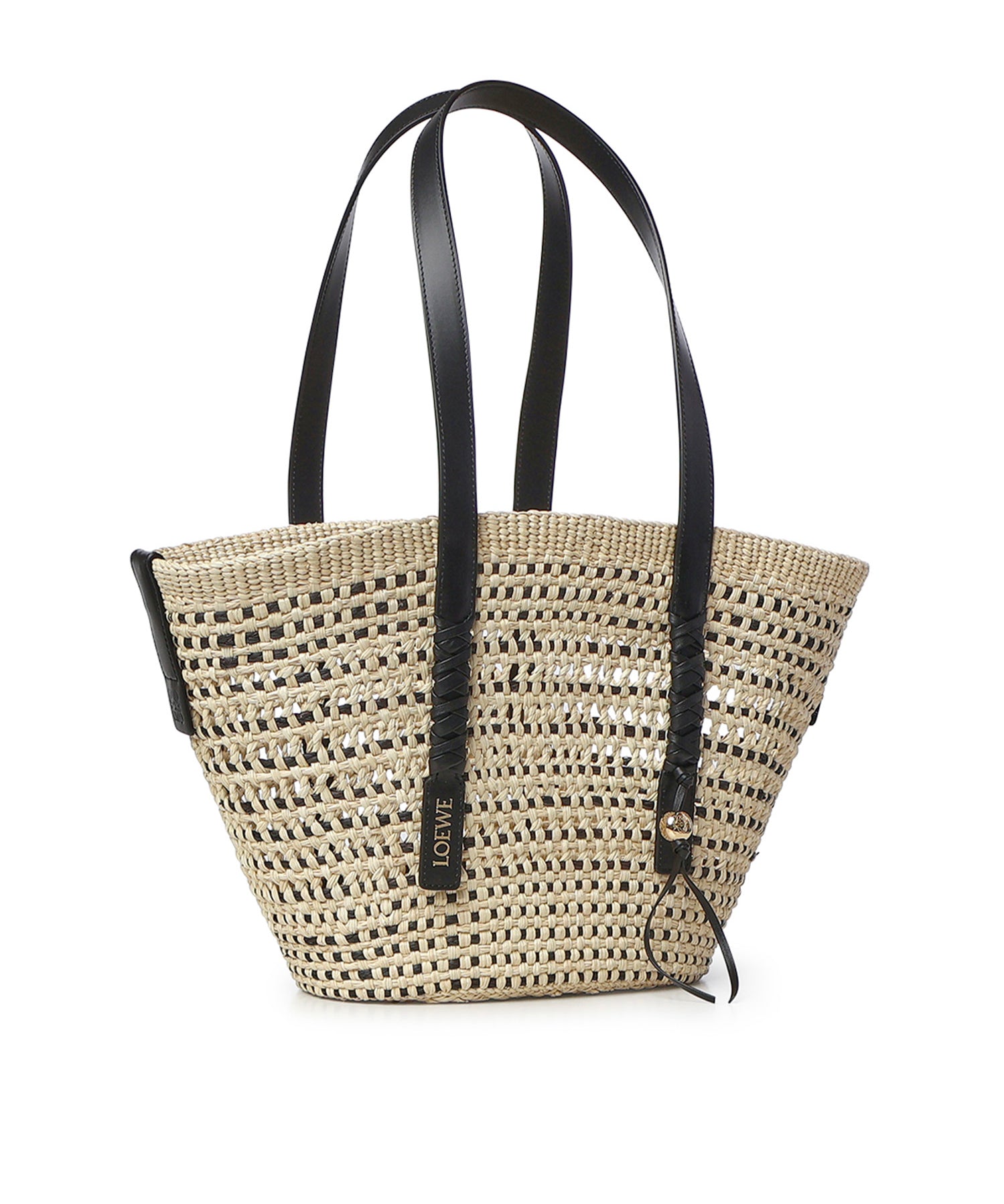 Borsa cesto Braid media in palma Iraca e pelle di vitello ASCPNIBX02 2165 LOEWE 