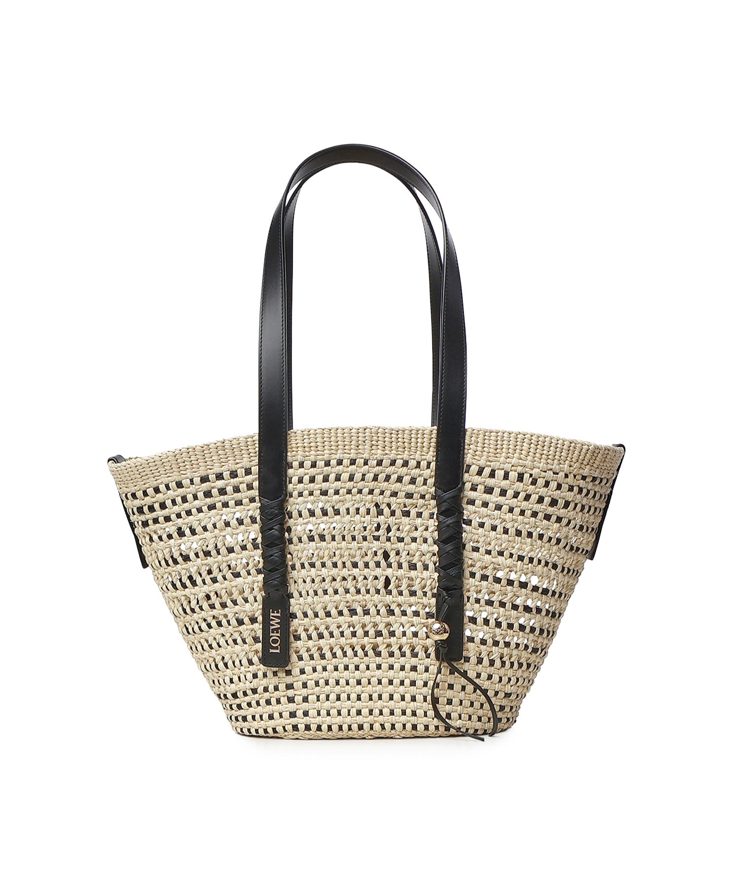 Borsa cesto Braid media in palma Iraca e pelle di vitello ASCPNIBX02 2165 LOEWE 