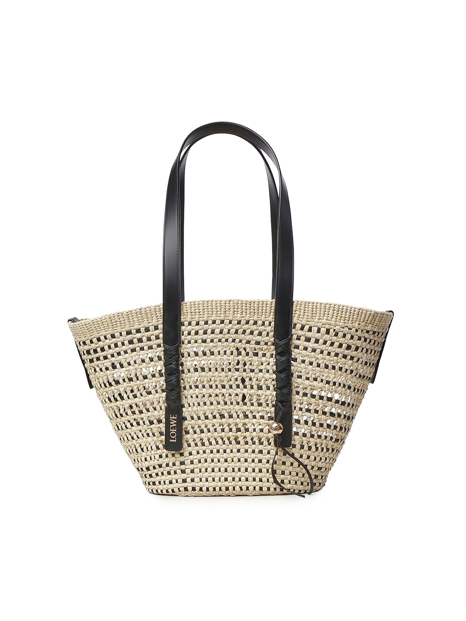 Borsa cesto Braid media in palma Iraca e pelle di vitello ASCPNIBX02 2165 LOEWE 