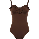 Costume da bagno bustier con rosa scultorea 608426  MAGDA BUTRYM 