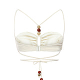 Top a fascia incrociato e perline 622426  MAGDA BUTRYM 