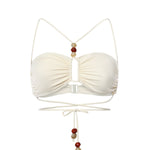 Top a fascia incrociato e perline 622426  MAGDA BUTRYM 