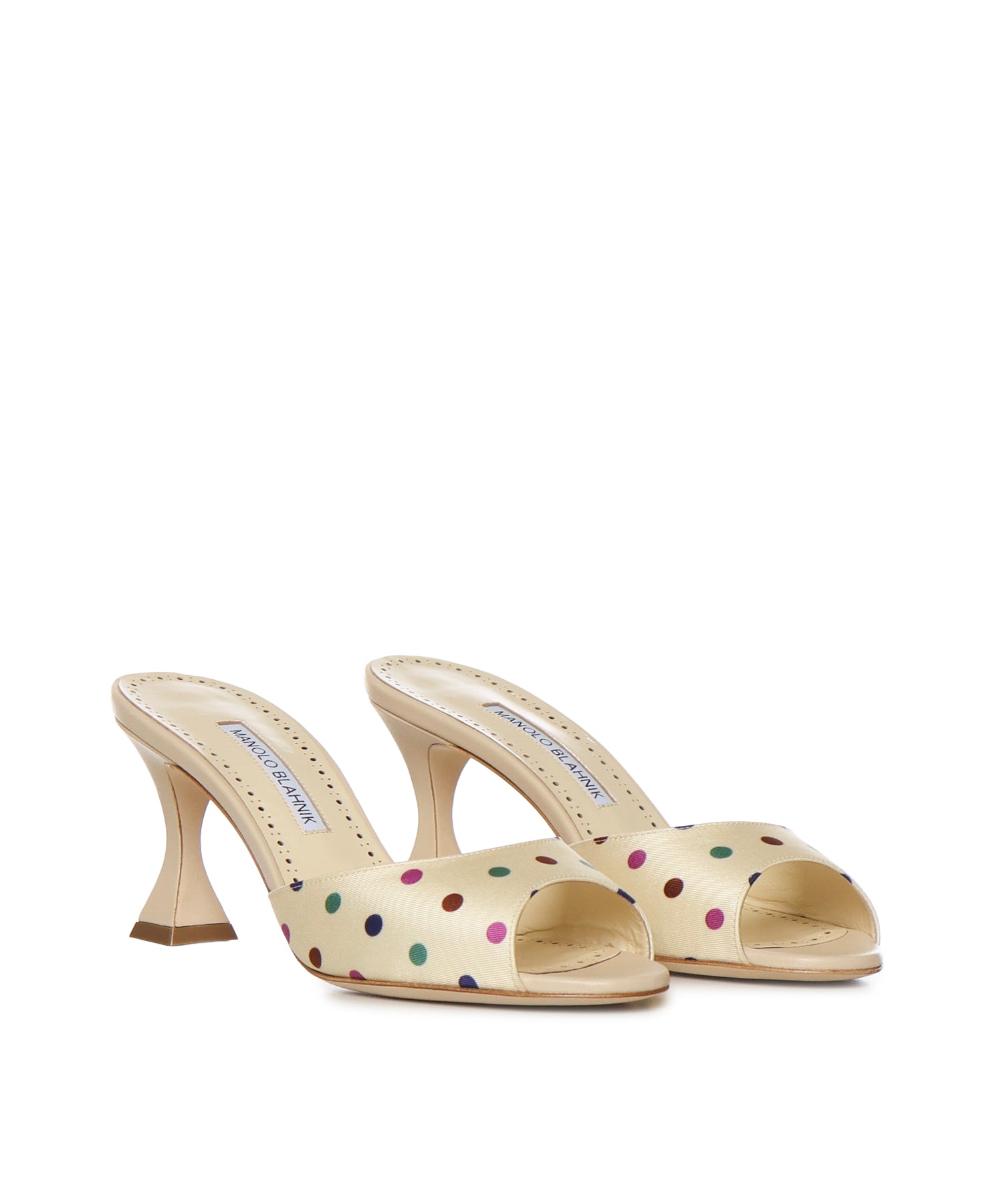 Mules con dettagli a pois in seta 1263100 907M MANOLO BLAHNIK 