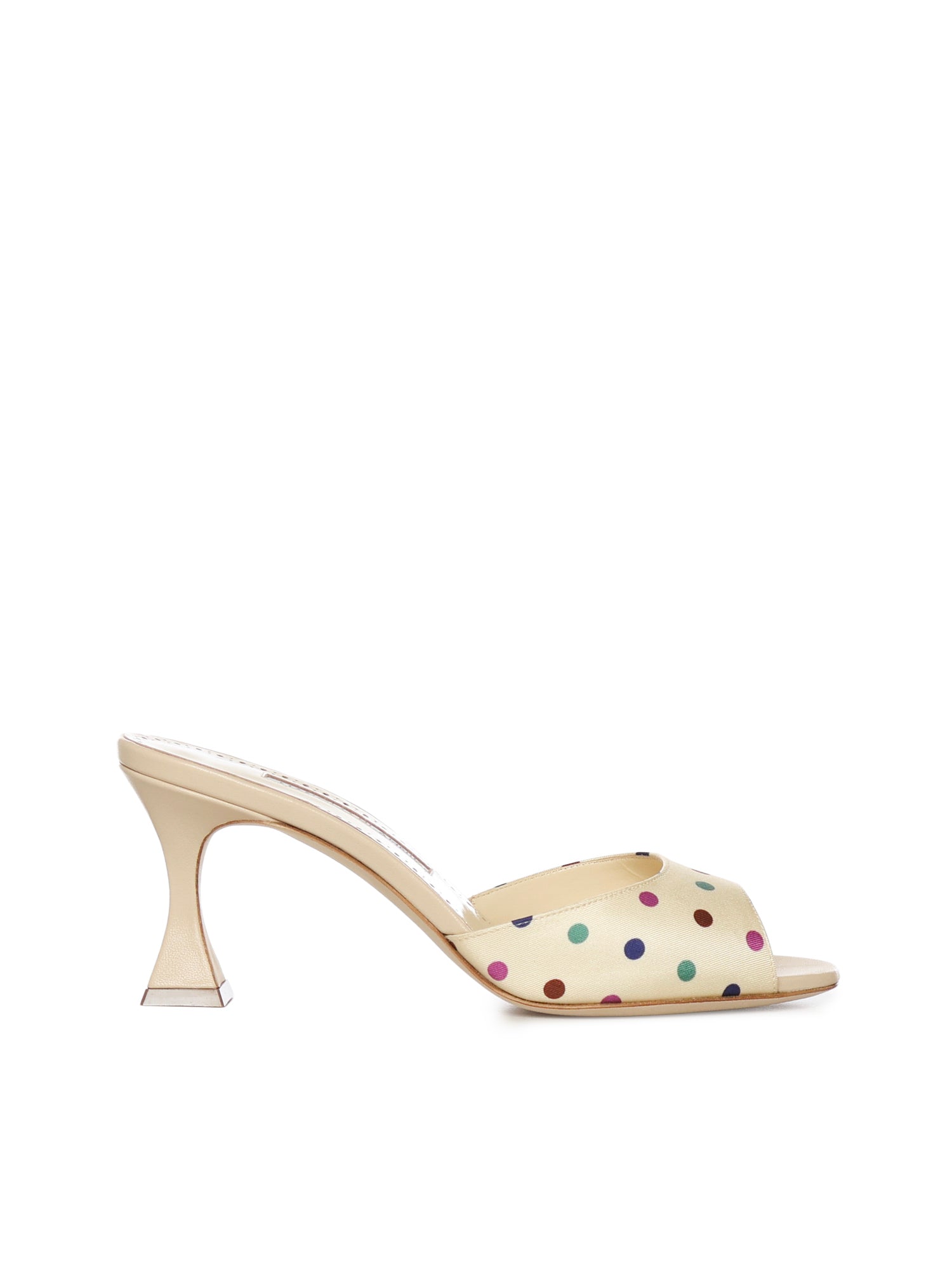 Mules con dettagli a pois in seta 1263100 907M MANOLO BLAHNIK 