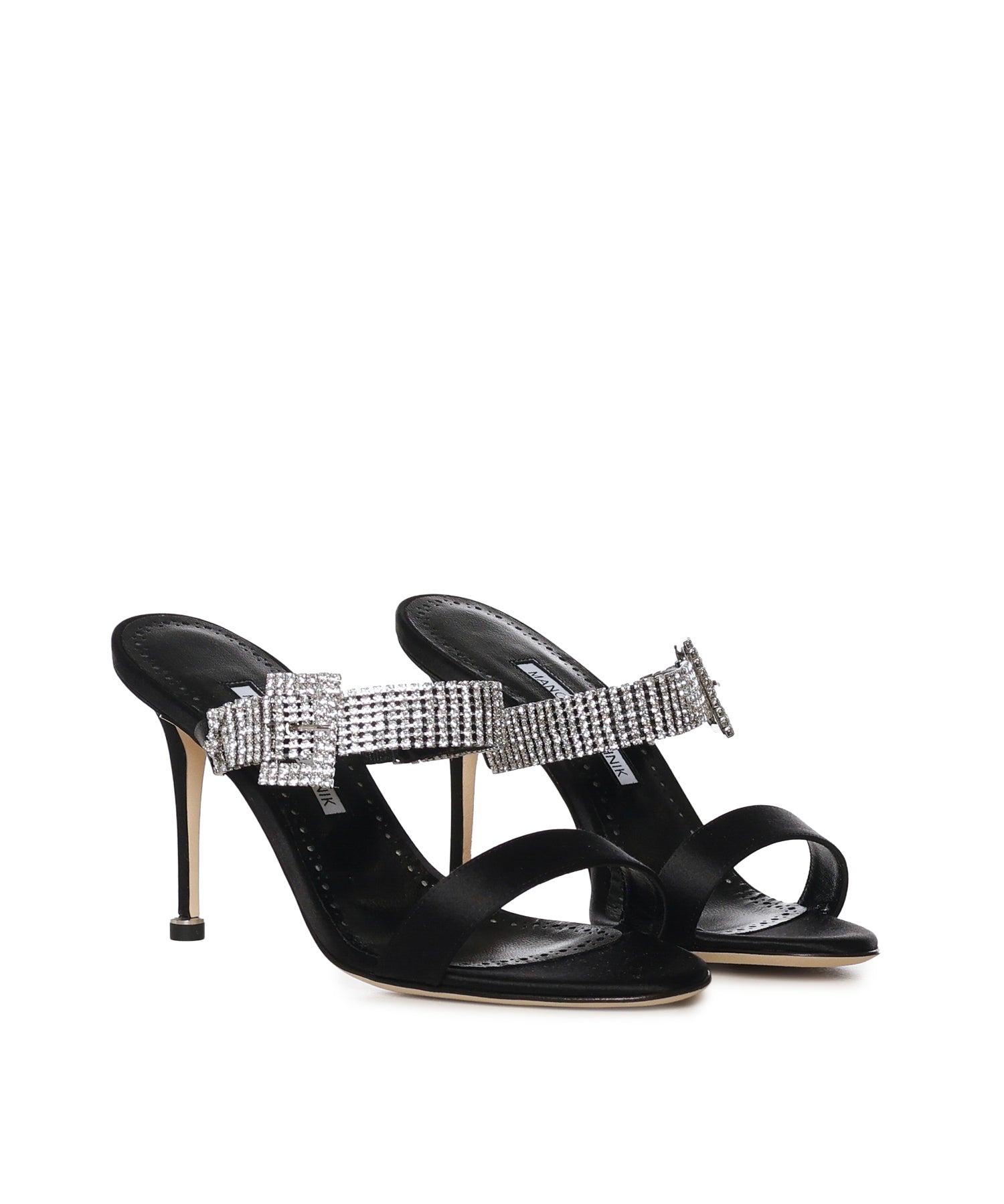 Mules Fibolta in raso con cristalli 1263118 0015 MANOLO BLAHNIK 