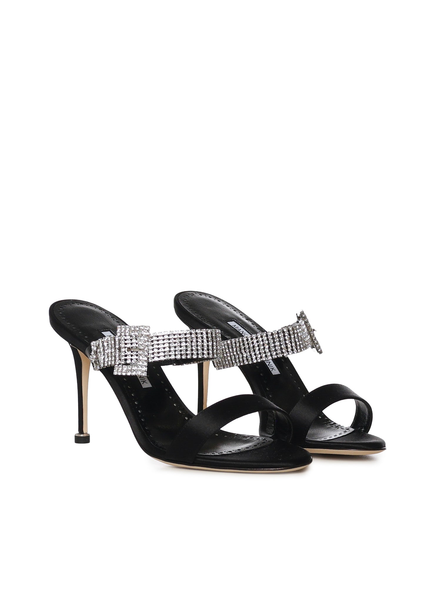 Mules Fibolta in raso con cristalli 1263118 0015 MANOLO BLAHNIK 