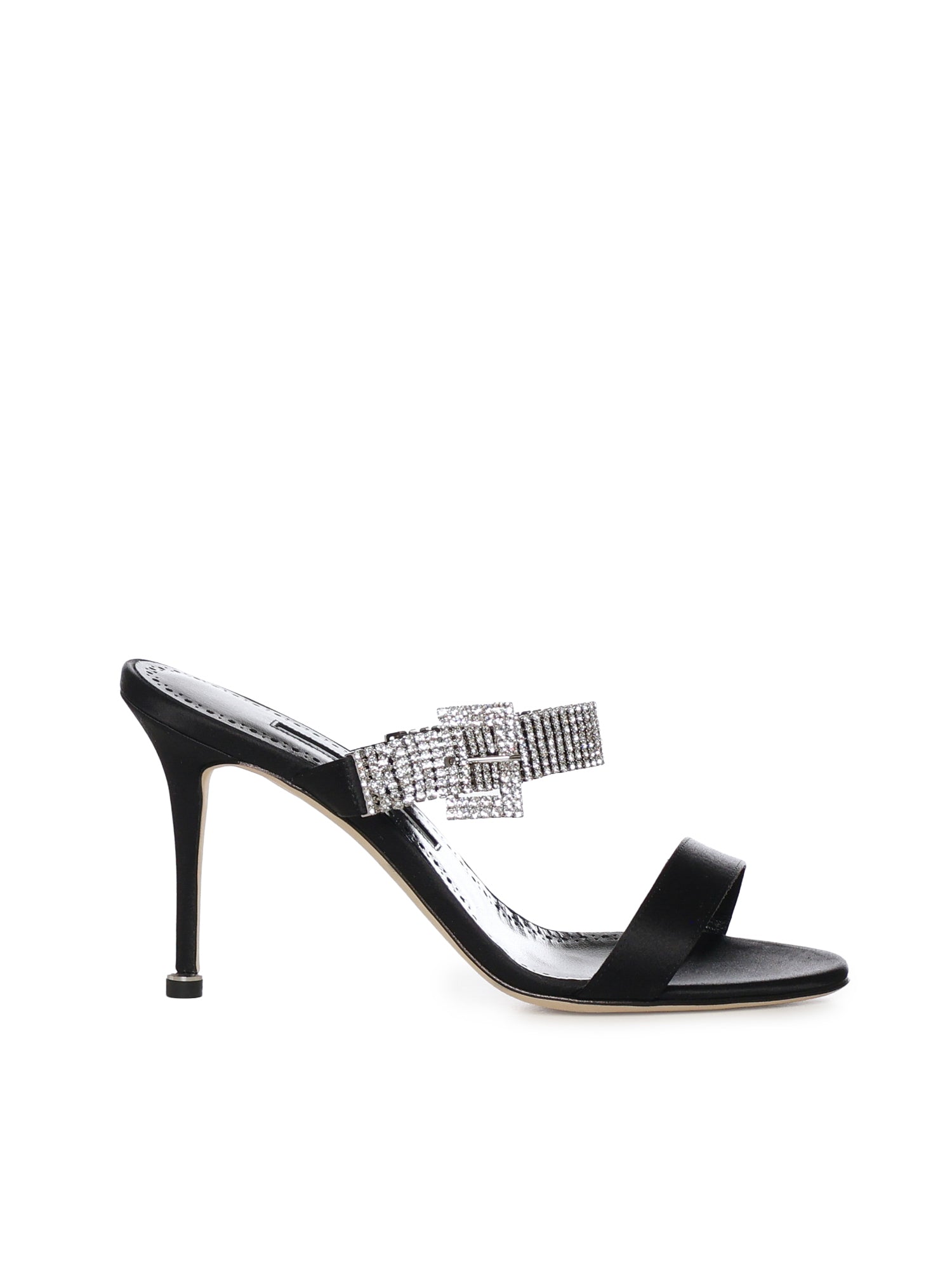 Mules Fibolta in raso con cristalli 1263118 0015 MANOLO BLAHNIK 