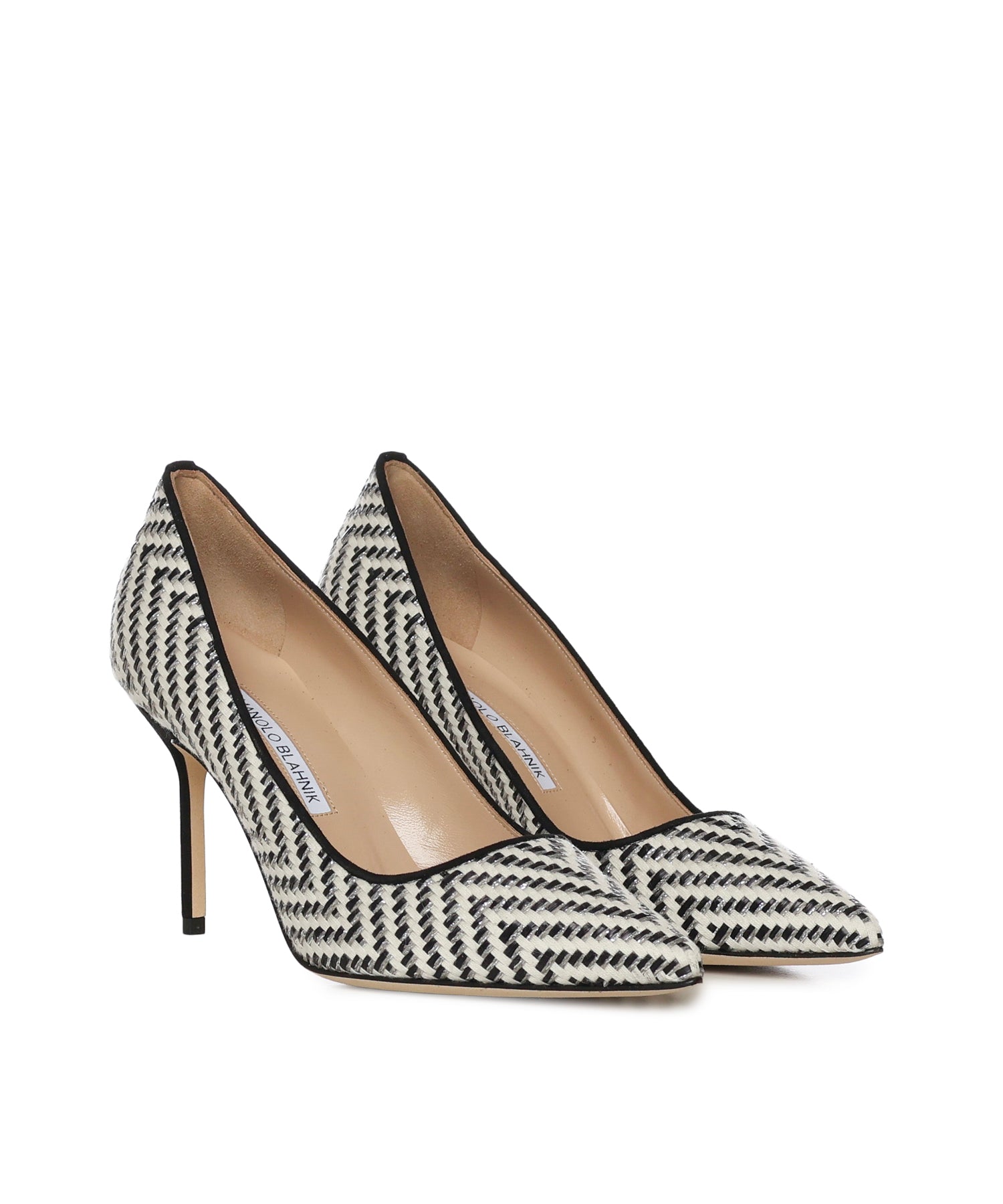Pumps in rafia e pelle 1263124 978I MANOLO BLAHNIK 