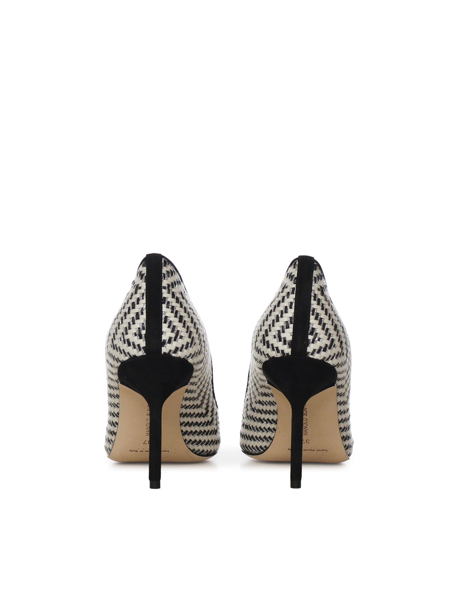 Pumps in rafia e pelle 1263124 978I MANOLO BLAHNIK 