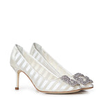 Pumps Hangisi in organza con cristalli<BR/> 2262209 9799 MANOLO BLAHNIK 