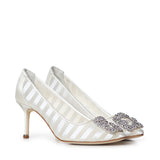 Pumps Hangisi in organza con cristalli<BR/> 2262209 9799 MANOLO BLAHNIK 